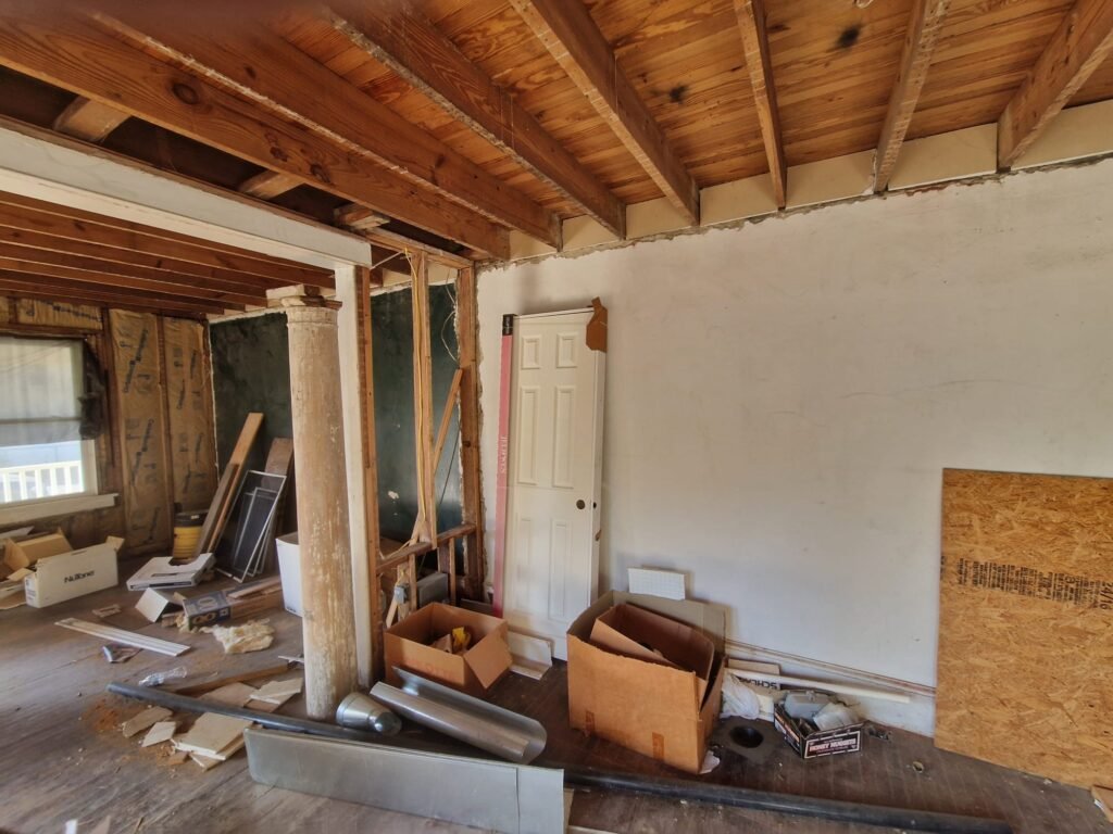 distressed house, trashed out building