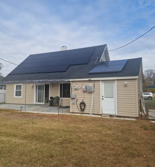 solar panel on a house for rehab, back yard